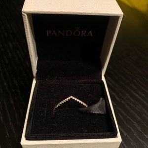 Pandora-Sparkling Wishbone Ring
